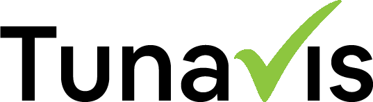 TunAvis logo, stylized text with a blue and green color scheme